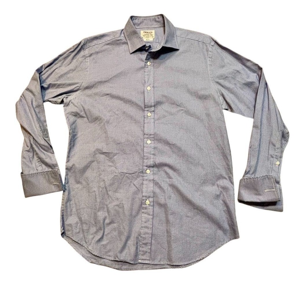 T.M. Lewin Men's Blue Check‎ Slim Fit Dress Shirt Size 16 32/33